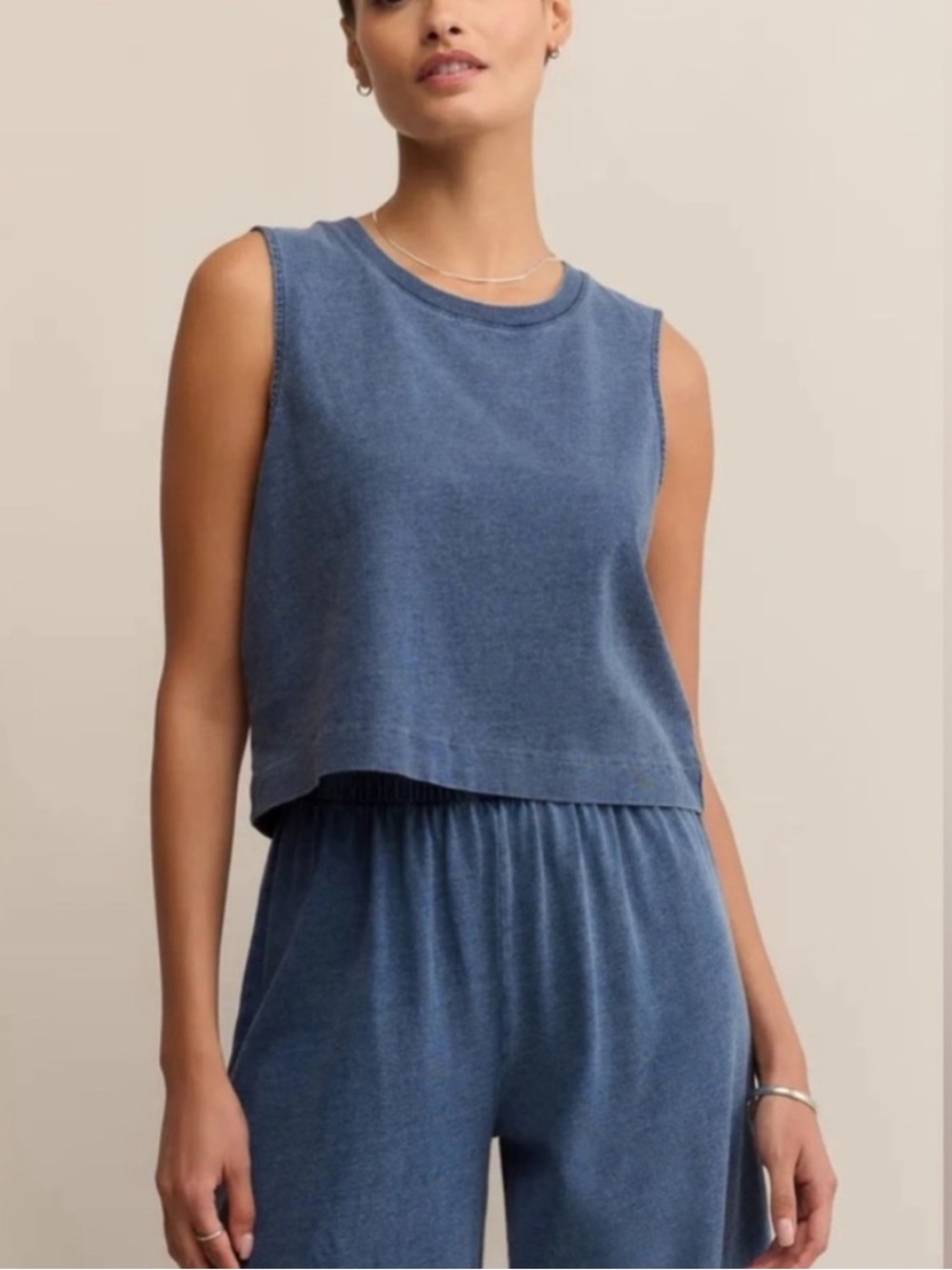 Z Supply Blue Sleeveless Crop Tank Top
